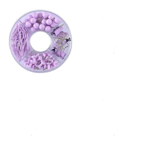 1set 1 box Plastic Push Pins & Paper Clips & Thumb Tacks Assorted Kits for Photos Wall Maps Bulletin Board Lilac box: 100mm 105pcs/box
