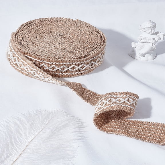 1set 1 rolls Flat Burlap Lace Ribbons Ribbon for Gift Wrapping Wedding Party Decor BurlyWood 1-5/8 inch(40mm) about 5.47 Yards(5m)