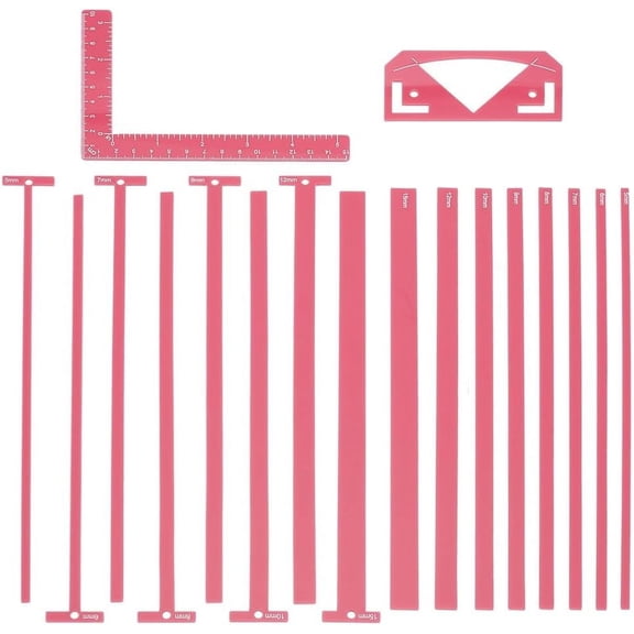 1set 1 set Acrylic Binding Tools set include Rule & Corner Miter & Eyelet Guide Tool Cerise 10~150x4.5~30x3mm 18pcs/set