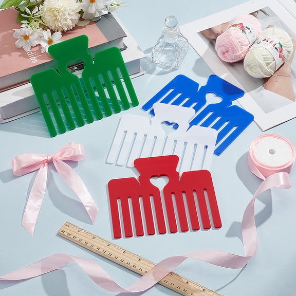1set 1 set Acrylic Bowknot Maker Comb Knitting Loom Tool Mixed color 140x160x3mm 4pcs/set