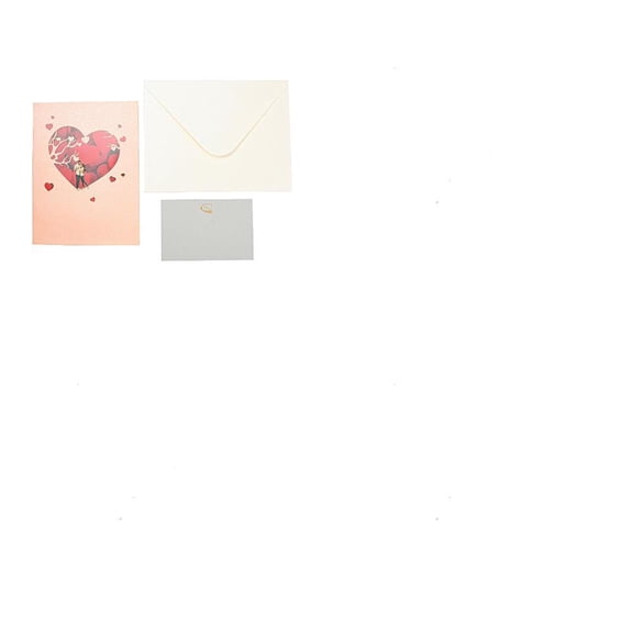 1set 1 set Rectangle 3D Pop Up Paper Greeting Card with Paper Card and Envelope Valentine's Day Wedding Birthday Invitation Card Heart 200x150x3mm Open: 200x300x130mm