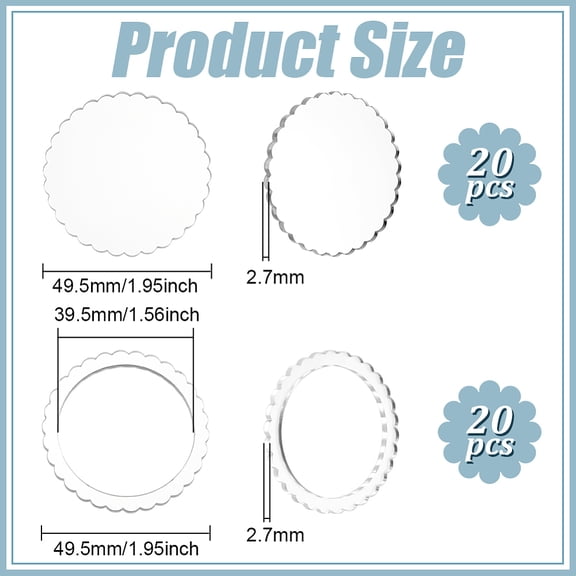 1set 1 set Transparent Acrylic Clear Blank Badge Flat Round 49.5x2.7mm Inner Diameter: 29.5mm 40pcs/set