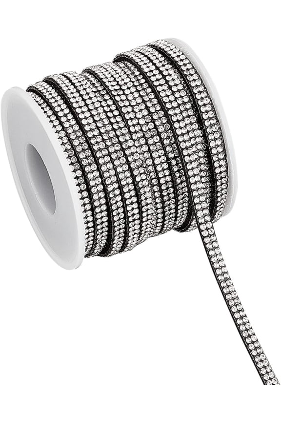 1set 10.94 Yards Suede Cord With Rhinestone 5mm Black Flat Leather Strip Lace for Bracelet Necklace Jewelry Making - Velvet Beading Thread Braiding String Black