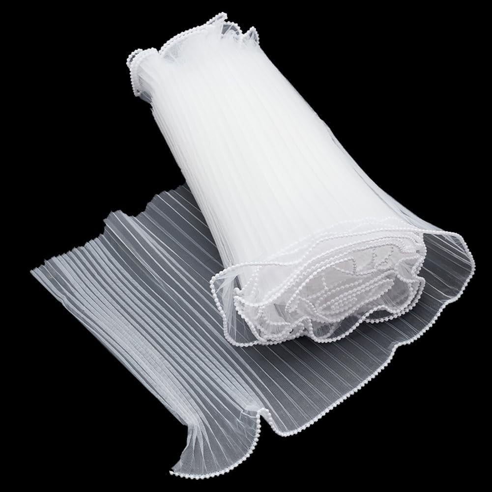 1set 10.94yards/10M Polyester Pleated Lace Trim Ruffled Lace Ribbon with Plastic Pearl Edge for Bouquet Wrapping Gift tion Pink 10-5/8 inch(270mm) Craft Supplies Handmade Set