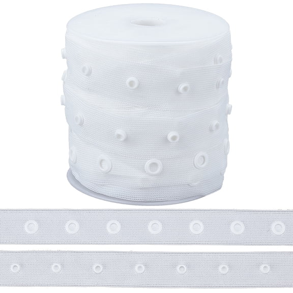 1set 10 Yards 2-Row Plastic Snap Button Tape Sewing Fastener Polyester Tape White 20mm DIY