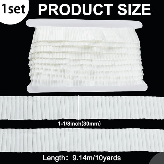 1set 10 Yards Polyester Pleated Satin Wrinkle Ribbon Clothes Accessories White 1-1/8 inch(30mm)