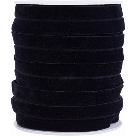 1set 10 Yards Single Face Velvet Elastic Cord Flat Clothes Accessories Black 20mm