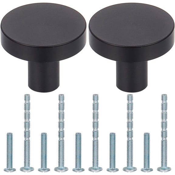 1set 10 sets Aluminium Alloy Cabinet Hardware Door Handle sets Flat Round Black 24x8mm