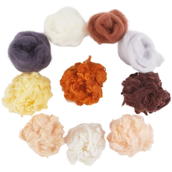 1set 10 styles Needle Felting Wool Roving DIY Craft Material Mixed color 100~150mm