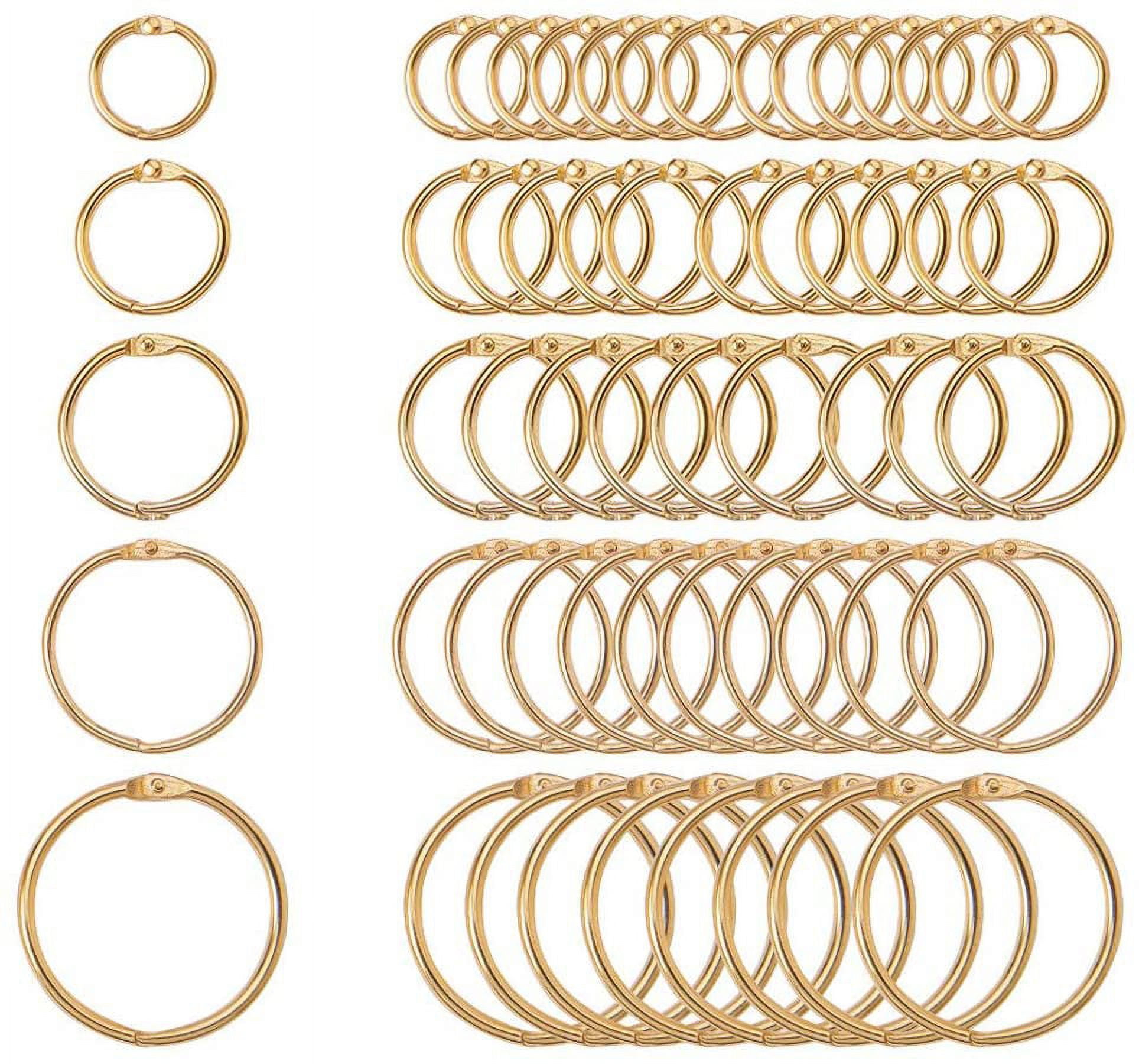 1set 100 Pieces 5 Size Book Rings Loose Leaf Binder Ring Key Chain Key Rings 0.7 Inch 1 Inch 1.2 Inch 1.3 Inch 1.7 Inch Golden