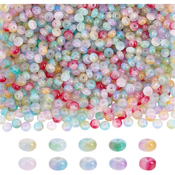 1set 1000pcs 10 colors Baking Paint Glass Beads Strands Rondelle Mixed color 8x4.5mm Hole: 1.2mm 100pcs/color