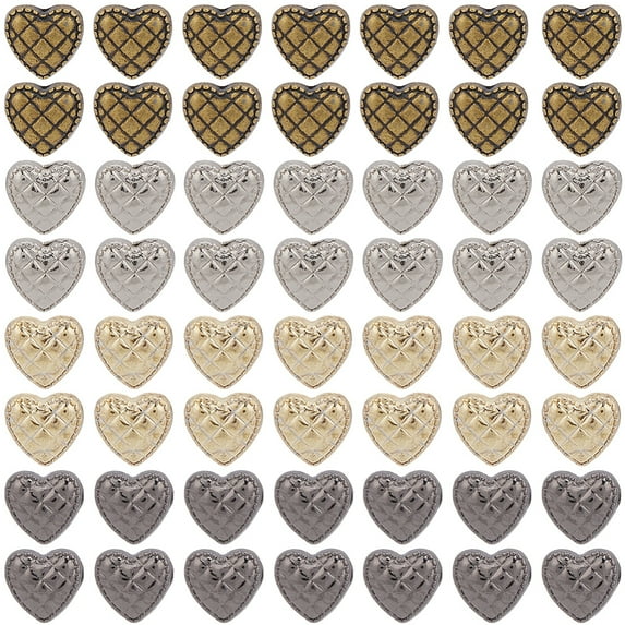 1set 100pcs 4 styles Alloy Shank Buttons 1-Hole Heart Mixed color 5.5x5.5x3.5mm Hole: 0.9mm 25pcs/color