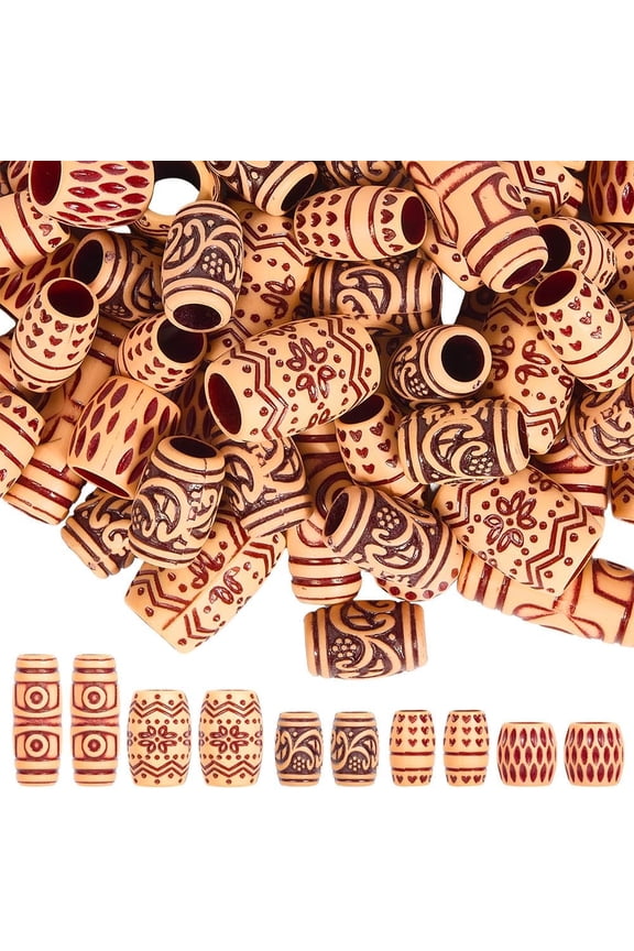 1set 100pcs 5 styles Plastic Hair Coil Cuffs Dread Cuff Coil for Hair Styling Coral 13~27.5x9.5~16.5mm Hole: 6~9mm 12pcs/style