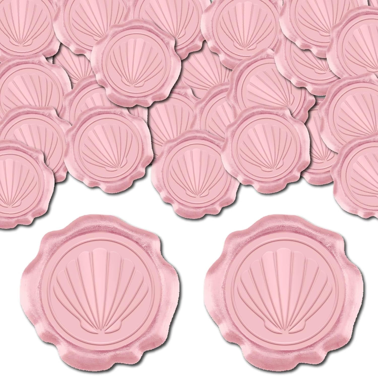 1set 100pcs Shell Shaped Adhesive Wax Seal Stickers Envelope Seal Decoration For Craft Scrapbook Gift Pink 30mm