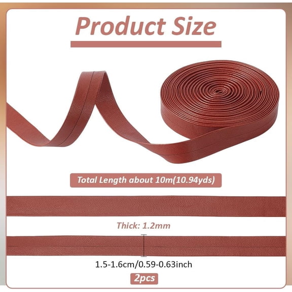 1set 10M PU Leather Ribbons for Cloth Making Decor Saddle Brown 5/8 inch(16mm) 1.2mm thick