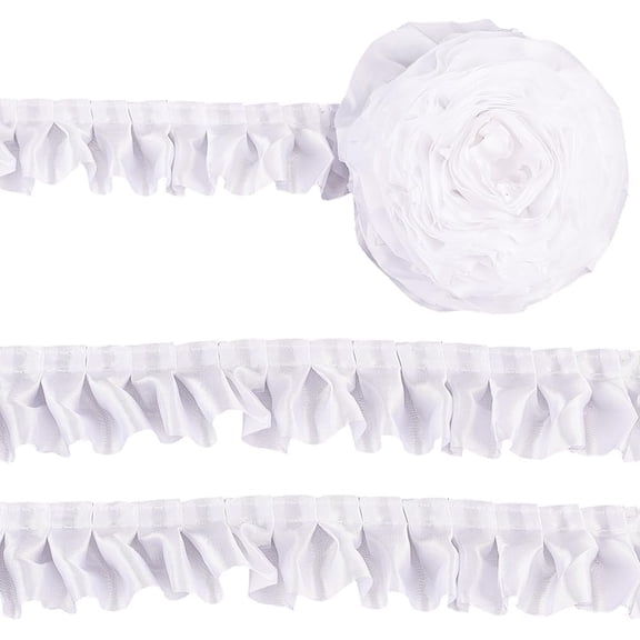 1set 10M Polyester Ruffled Trimming for Clothes Lolita Costume Accessories White 1-5/8 inch(40mm)
