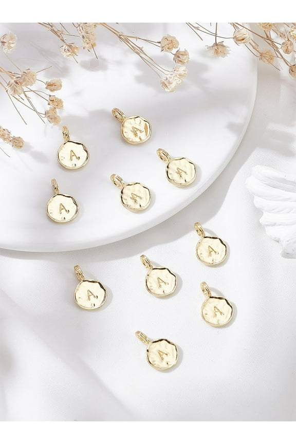 1set 10Pcs Alphabet Charms Pendant for Jewelry Handmade DIY Necklace Earring Gold