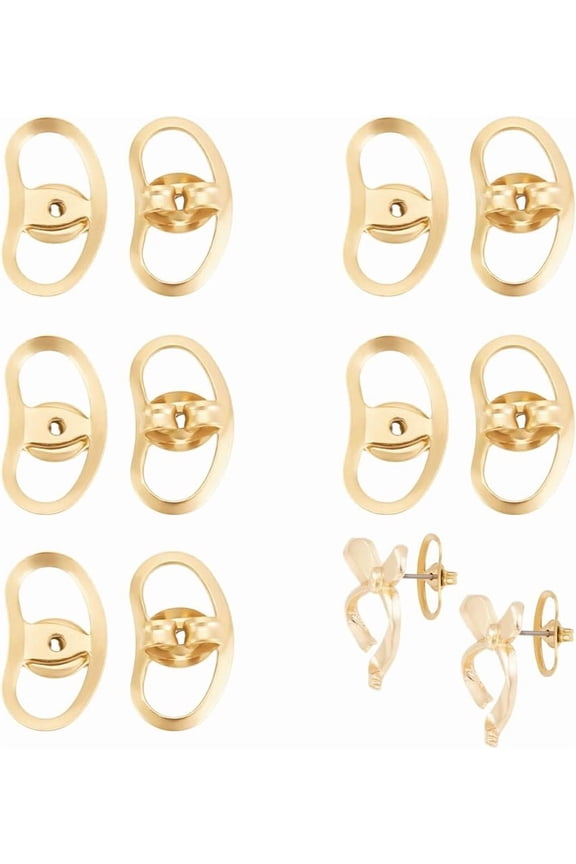 1set 10Pcs Golden Ear Nuts Metal Earring Backs Replacements Earring Supports Earring Lifters Secure Earring Backs Locking for Studs Platinum Adjustable Earrings Lifters Backs