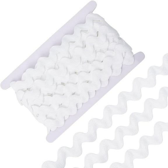 1set 10Yards(9.14m) Rick Rack Wave Bending Fringe Trim Rick Rack Sewing Ribbons Ricks Racks Polyester Ribbons White for Sewing Gift Wrapping Home Party Decoration White DIY