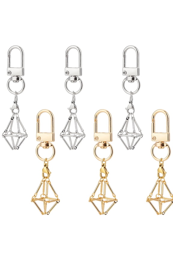 1set 10pcs 2 colors Brass Macrame Pouch Empty Stone Holder Pendant Decorations with Brass Cable Chains and Alloy Swivel Clasps Mixed color 7.75cm 5pcs/color