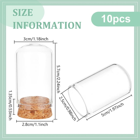 1set 10pcs 20ml/0.67Oz Dome Decorative Jars Glass Display Cloche Dome Decoration Bottles with Cork Stoppers for Flower Storage Specimens Crafts Decorations