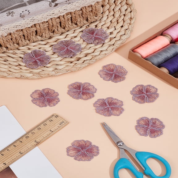 1set 10pcs Galsang Flower Gauze Embroidery Sew on Cloth Patches Sewing Craft Decoration Flamingo 35x35x1mm