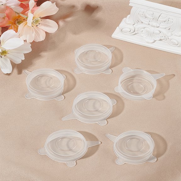 1set 10pcs Silicone Bottle Caps Column Clear 74.5x67x21mm Inner Diameter: 47mm