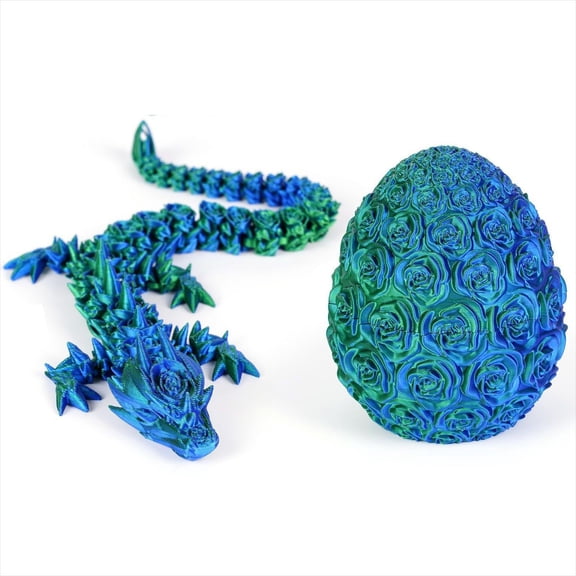 1set 11cm Egg+28cm Dragon 3D Printed Rose Dragon Egg Gemstone Dragon Figurines, Small Handicrafts, Gifts, And Colorful Figurines