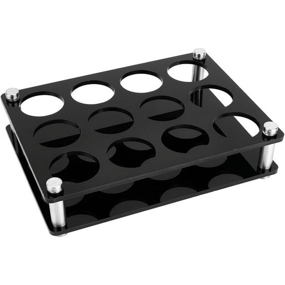 1set 12 Hole Acrylic Shot Glass Holder Shot Glass Serving Tray for Bar Wine Shot Glasses Display 3 Rows Black Mini Wine Glasses Storage Organizer Rack for Party Pub Club Family Gathering