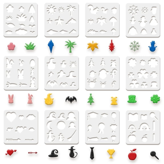 1set 12 sets Leather Earrings Making Template 5.9x5.9inch Spring Summer Autumn Winter Valentine's St. Patrick's Teacher's Day Easter Witch's Day Graduation Stencil for Card Hairpin