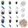 thumbnail image 1 of 1set 120 Sets 9 Styles Plastic Craft Eyes Cartoon False Eyes with Spacer Set Black Blue Craft Oval Eyes Cute Safety Eyes Animal Eyes for Craft Crochet Making, 1 of 7