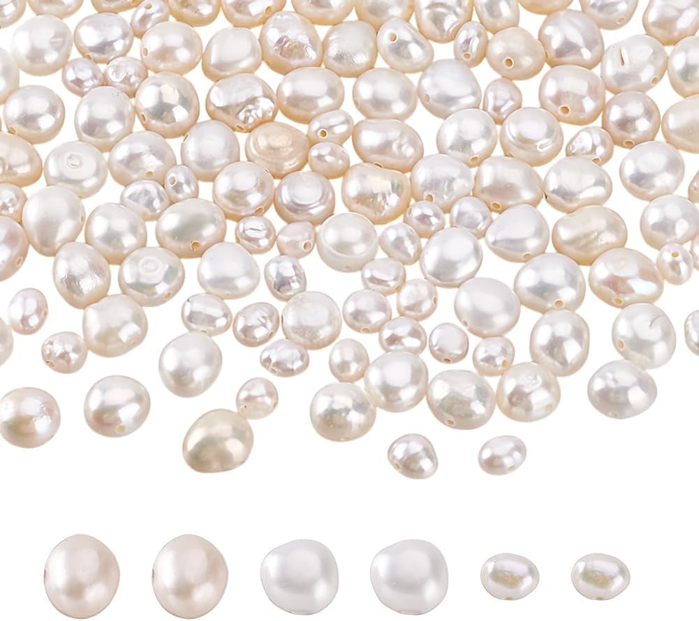1set 120pcs 3 styles Cultured Freshwater Pearl Beads Strands Nuggets Seashell color 5~9x4~7x3~6mm Hole: 0.3~0.5mm 40pcs/style