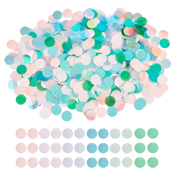 1set 1250pcs 7 color Large Sequins with Hole PVC Laser Round Paillettes 0.8 Inch Colorful Sequins Craft Paillettes Loose Sequins for Jewelry Making Sewing Crafts