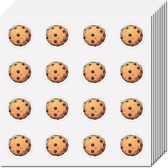 1set 128Pcs Cookies Stickers Snack Vinyl Decal Self-Adhesive Waterproof Planner Sticker Round Bulk Brown Stickers DIY