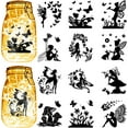 thumbnail image 1 of 1set 12Pcs Fairy Silhouettes Mason Jar Decor Mushroom Butterfly Laser Cut Cardboard Scrapbook Cutouts Die Cuts PVC for DIY Crafting Lantern Jars Wall Painting Window Glass 3.9x3.5Inch-No Sticker, 1 of 8