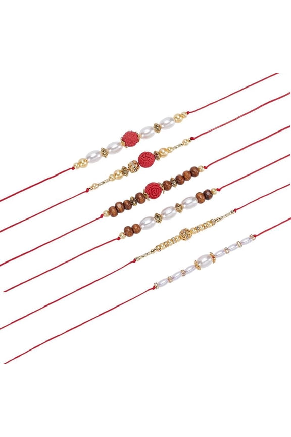 1set 12pcs 6 styles Nylon Rakhi Thread Kits Golden 300mm 2pcs/style