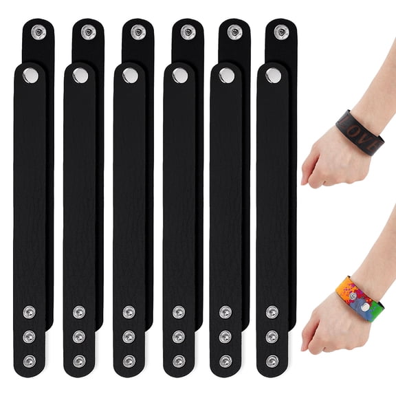 1set 12pcs PU Leather Cord Bracelets for Women Men Black 9-1/2x1x1/4 inch(24.2x2.5x0.5cm)
