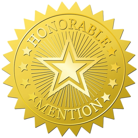 1set 144pcs Star golden Foil Embossed Stickers 2 Inch Self Adhesive Waterproof Certificate Seals Sticker Labels Round Dot Decals for Award Envelope Graduation Diplomas Medal Decoration