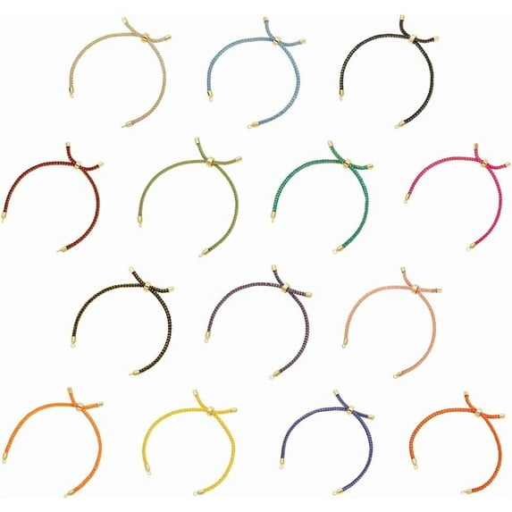 1set 14Pcs 14 Colors Adjustable Slider Bracelets Nylon Twisted Cord Bracelets 22cm Bracelets with Brass Findings Bracelet Chains for Jewelry Making Gift for Women colorful DIY