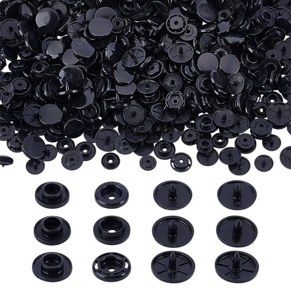 1set 150 sets 3 styles Resin Snap Buttons Cotton-padded Clothes Coat Down Jacket Buckles Black 9.5~14x5~7mm 50sets/style