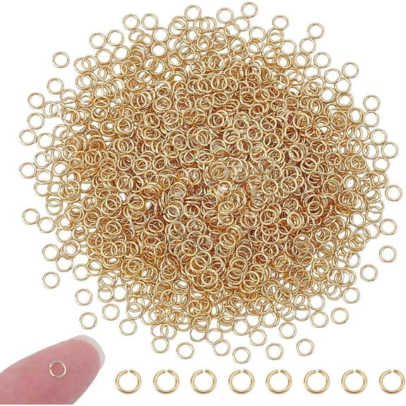 1set 1500pcs 304 Stainless Steel Jump Rings Open Jump Rings Round Ring Metal Connectors for Jewelry Crafting and Keychain Accessories golden 22 Gauge 4x0.6mm Inner Diameter: 2.8mm