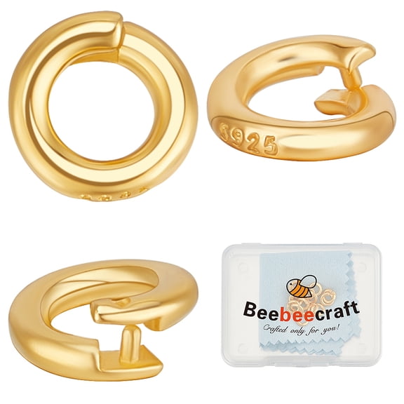 1set 15pcs 925 Sterling Silver Lock Jump Ring Round Ring with 925 Stamp Real 24K golden Plated 6x1mm Inner Diameter: 3.5mm