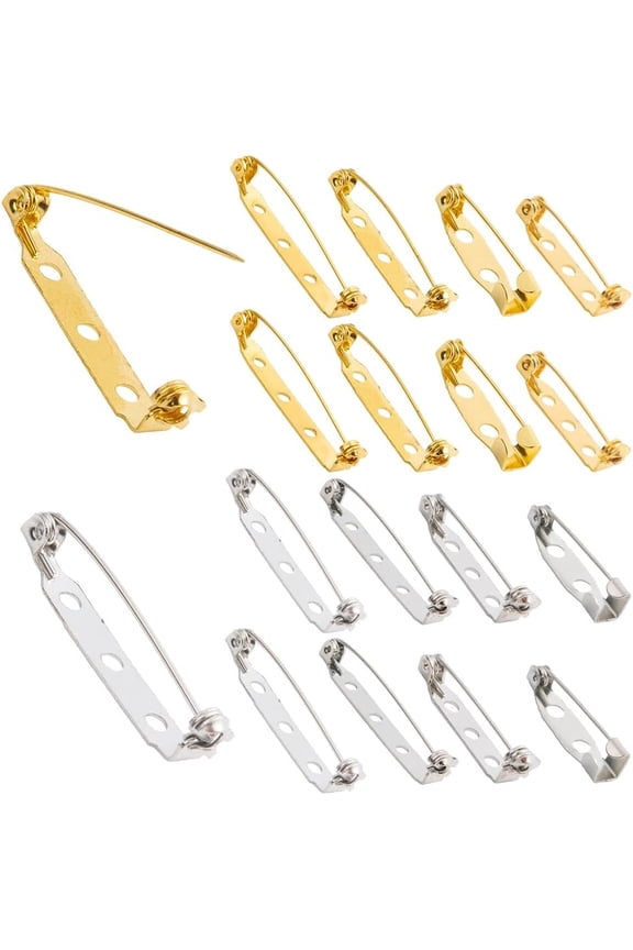 1set 160pcs 8 styles Iron Brooch Findings Back Bar Pins Mixed color 20~39.5x4.5~5mm pin: 0.5mm 20pcs/style