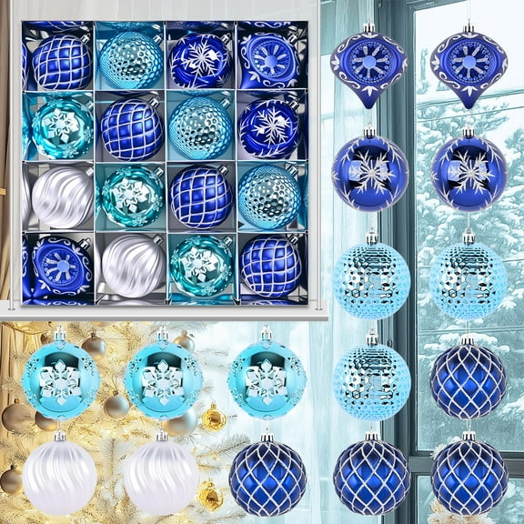 1set 16pc Christmas Tree Decorative Gift Peacock Electroplated Plastic Painted Christmas Balls Pendant