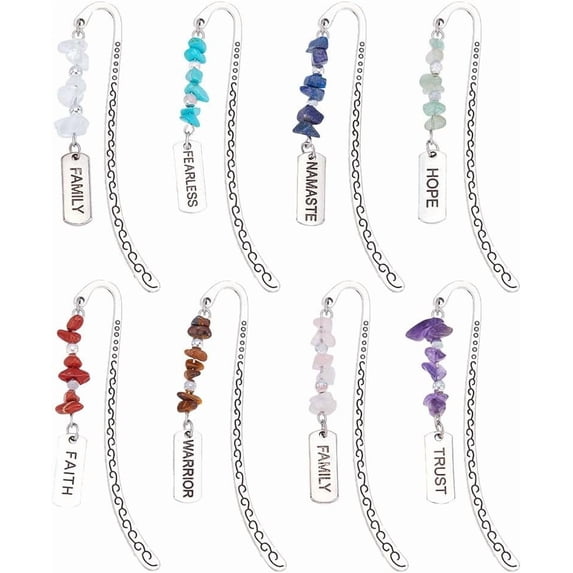 1set 16pcs 8 styles Alloy Hook Bookmark & Chips Beads Bookmark 83.5~84mm 2pcs/style