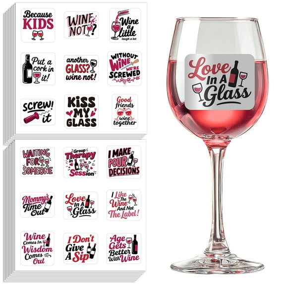 1set 16pcs PVC Paper Sticker Labels Self-adhesion Wine 150x150mm 2 styles 8pcs/style DIY