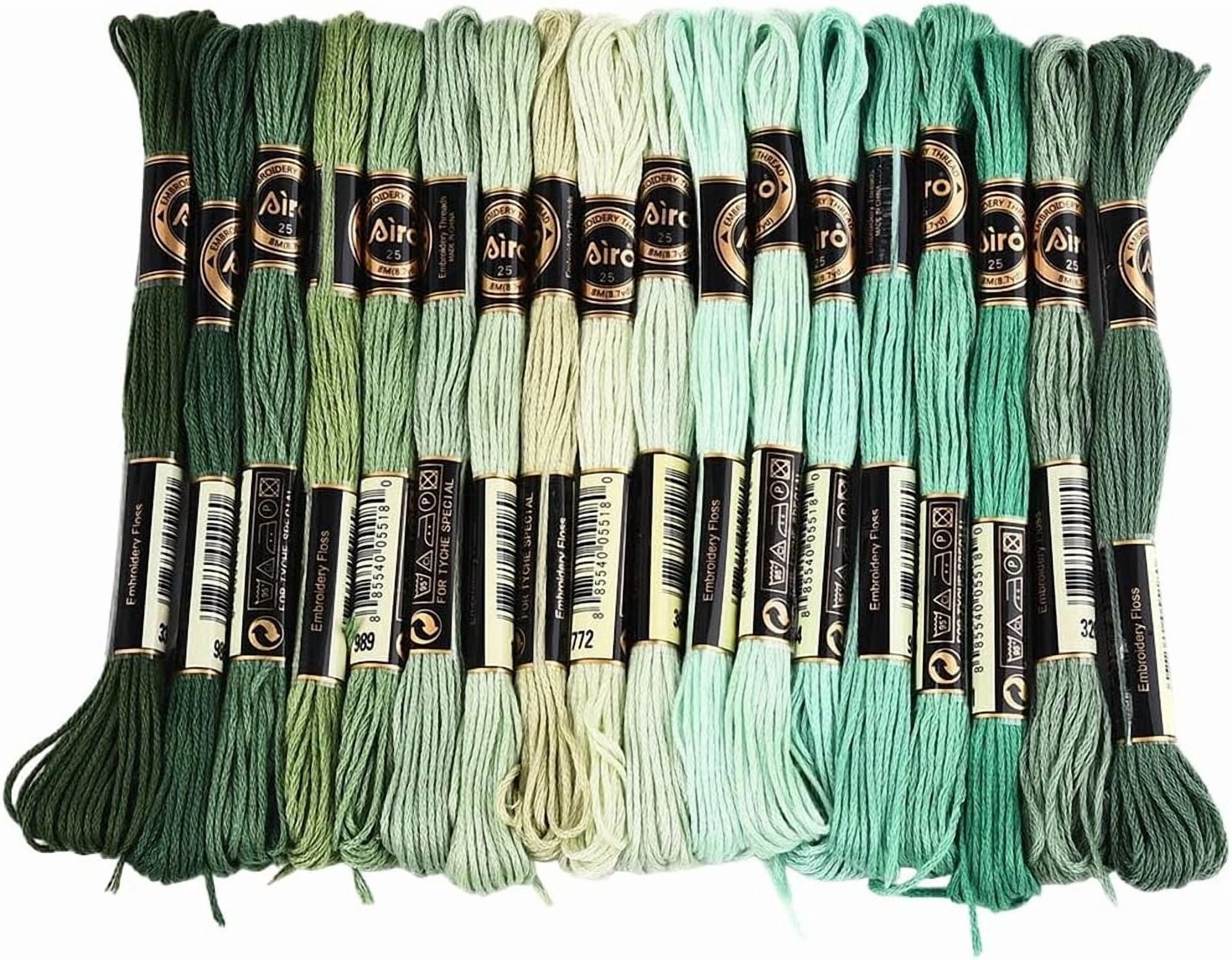 1set 18 Skeins 6 Strands Variegated Green Embroidery Floss Gradient ...