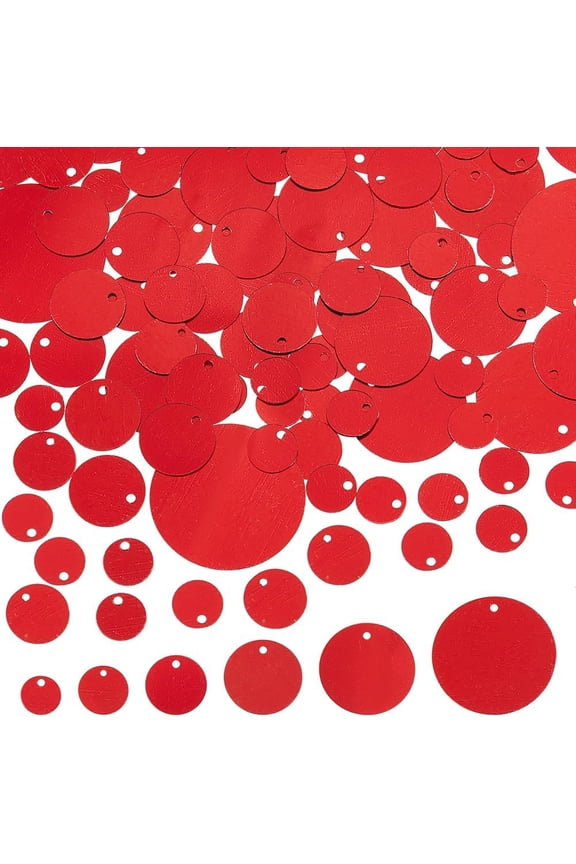 1set 1800pcs Round Sequins for Crafts 6 Sizes PVC Round Paillettes Red Sequin Paillettes 8/10/12.5/15.5/20/25mm Loose Sequins for Sewing Embroidery Earrings Crafts