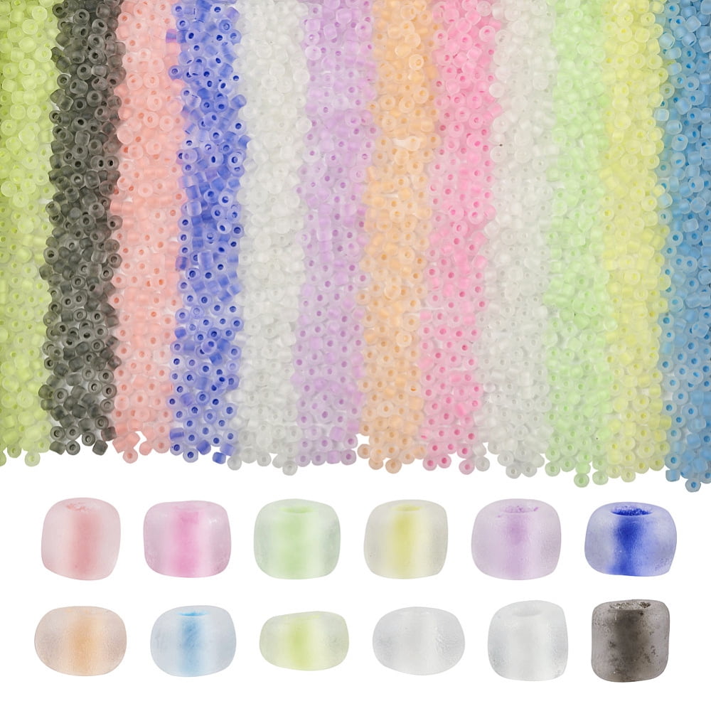1set 180G 12 color Luminous Frosted Glass Beads Glow in the Dark ...