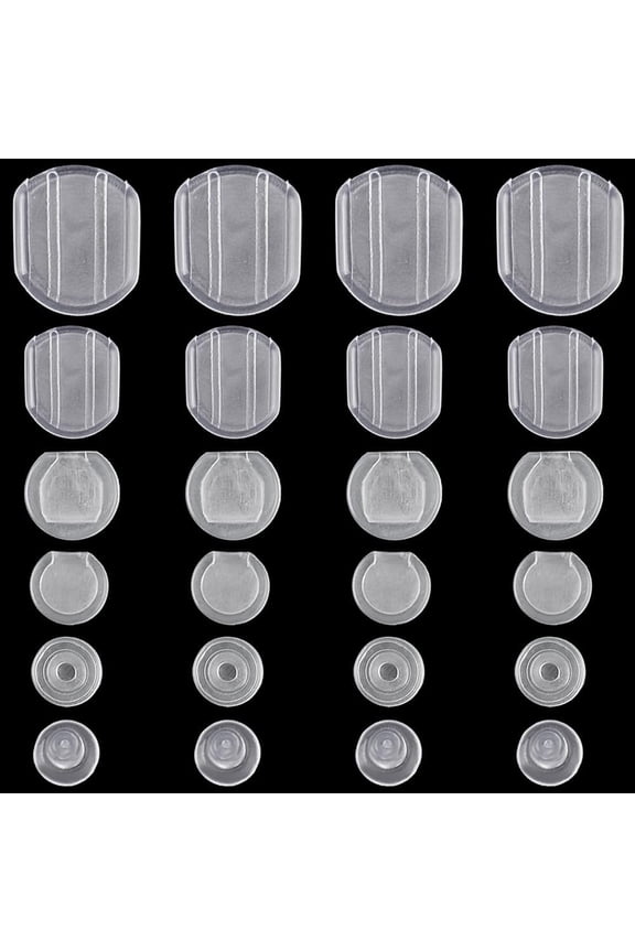 1set 180pcs 6 styles Plastic Ear Nuts & Earring Pads Clear 7~14x7~12x2~5mm Hole: 0.8~9.5mm 30pcs/style